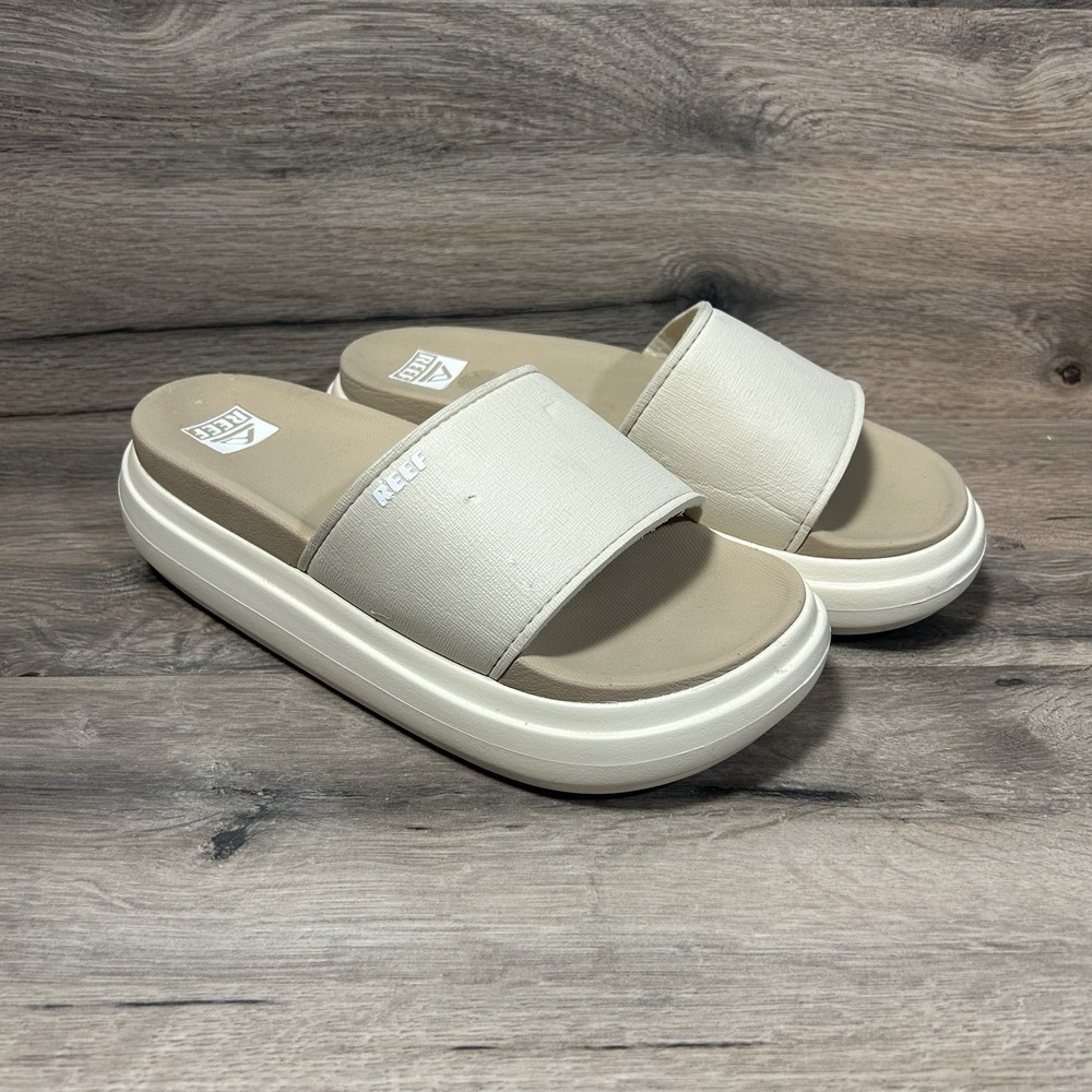 Reef Women’s Cushion Slide Sandals in Cream
